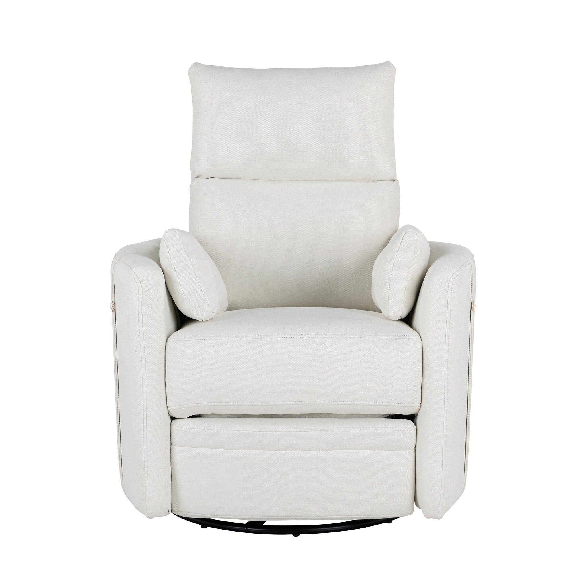 Fauteuil inclinable pivotant beige avec réglage manuel, rotation à 360° et deux oreillers amovibles