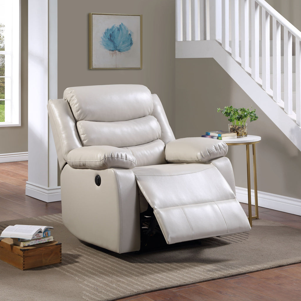 Fauteuil inclinable électrique en cuir synthétique beige