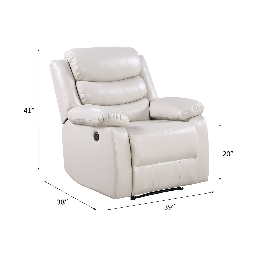 Fauteuil inclinable électrique en cuir synthétique beige