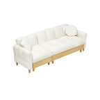 Canapé-lit 3 places rembourré en tissu technique beige moderne 84,64 avec oreillers, siège de rangement et tiroir