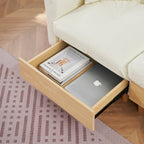 Canapé-lit 3 places rembourré en tissu technique beige moderne 84,64 avec oreillers, siège de rangement et tiroir