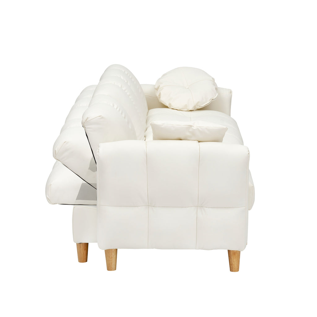 Canapé-lit 3 places rembourré en tissu technique beige moderne 84,64 avec oreillers, siège de rangement et tiroir