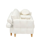 Canapé-lit 3 places rembourré en tissu technique beige moderne 84,64 avec oreillers, siège de rangement et tiroir