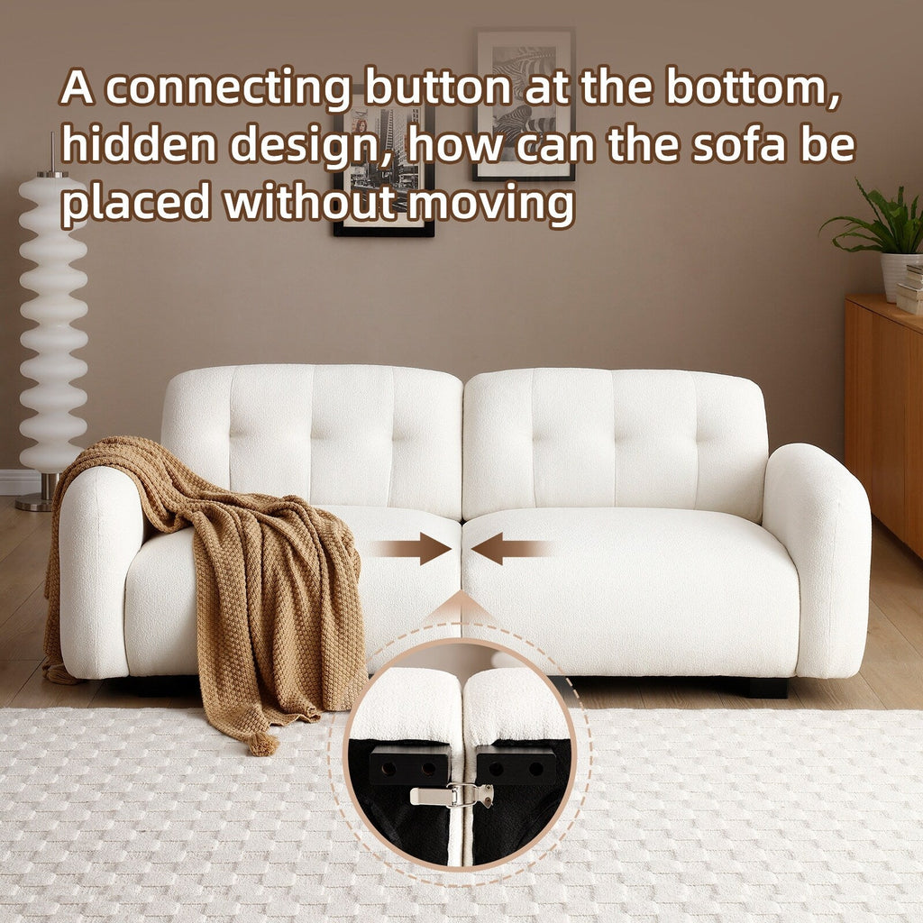 Canapé 3 places Teddy beige avec pieds en bois