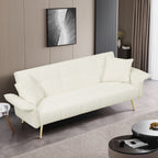 Canapé-lit futon convertible en polaire beige