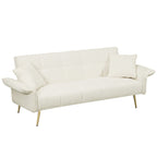 Canapé-lit futon convertible en polaire beige