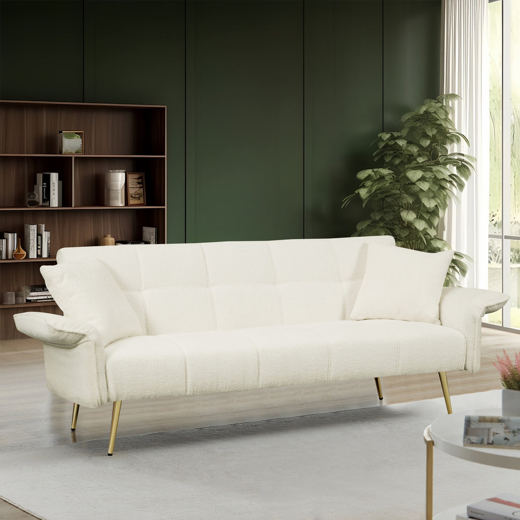 Canapé-lit futon convertible en polaire beige