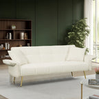 Canapé-lit futon convertible en polaire beige