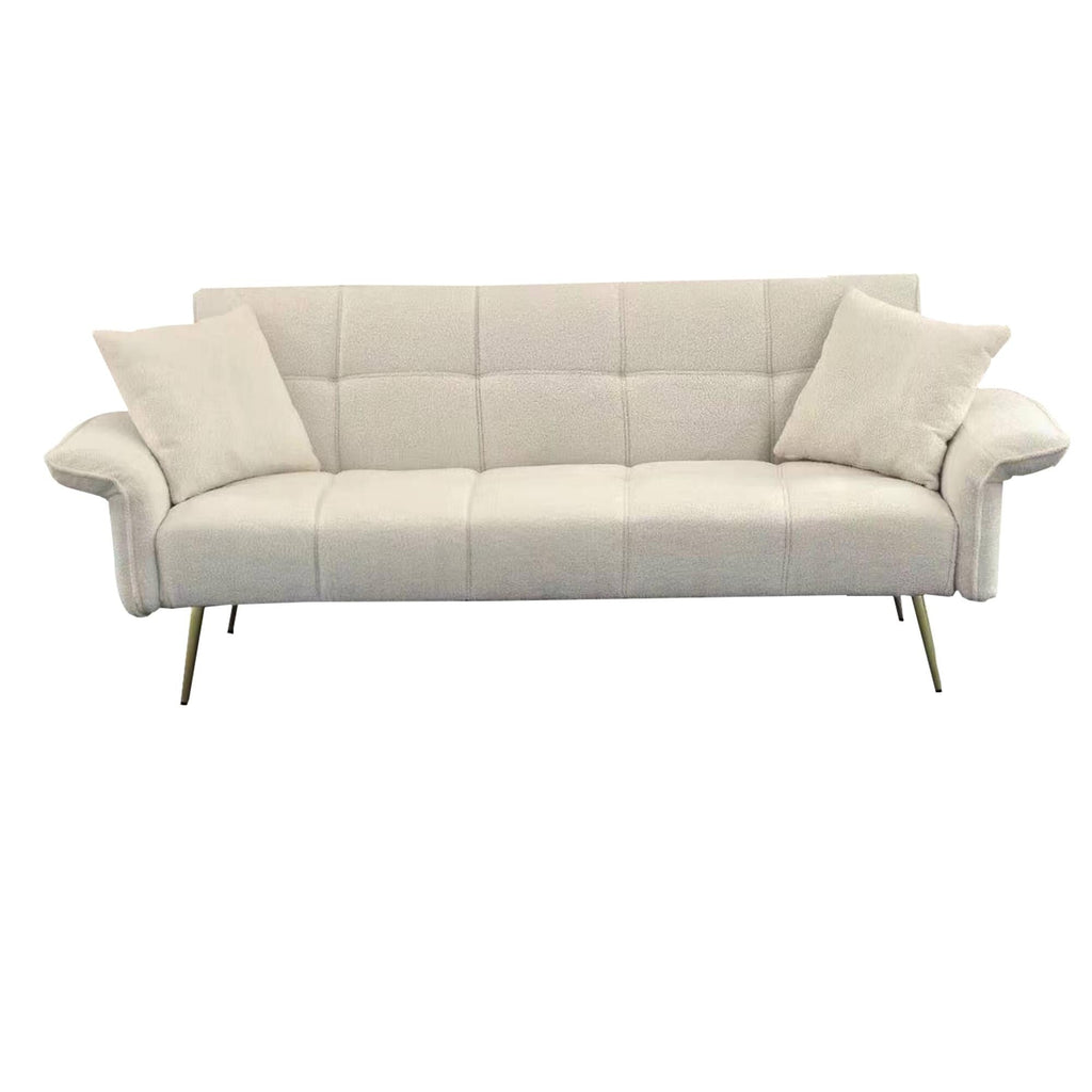 Canapé-lit futon convertible en polaire beige