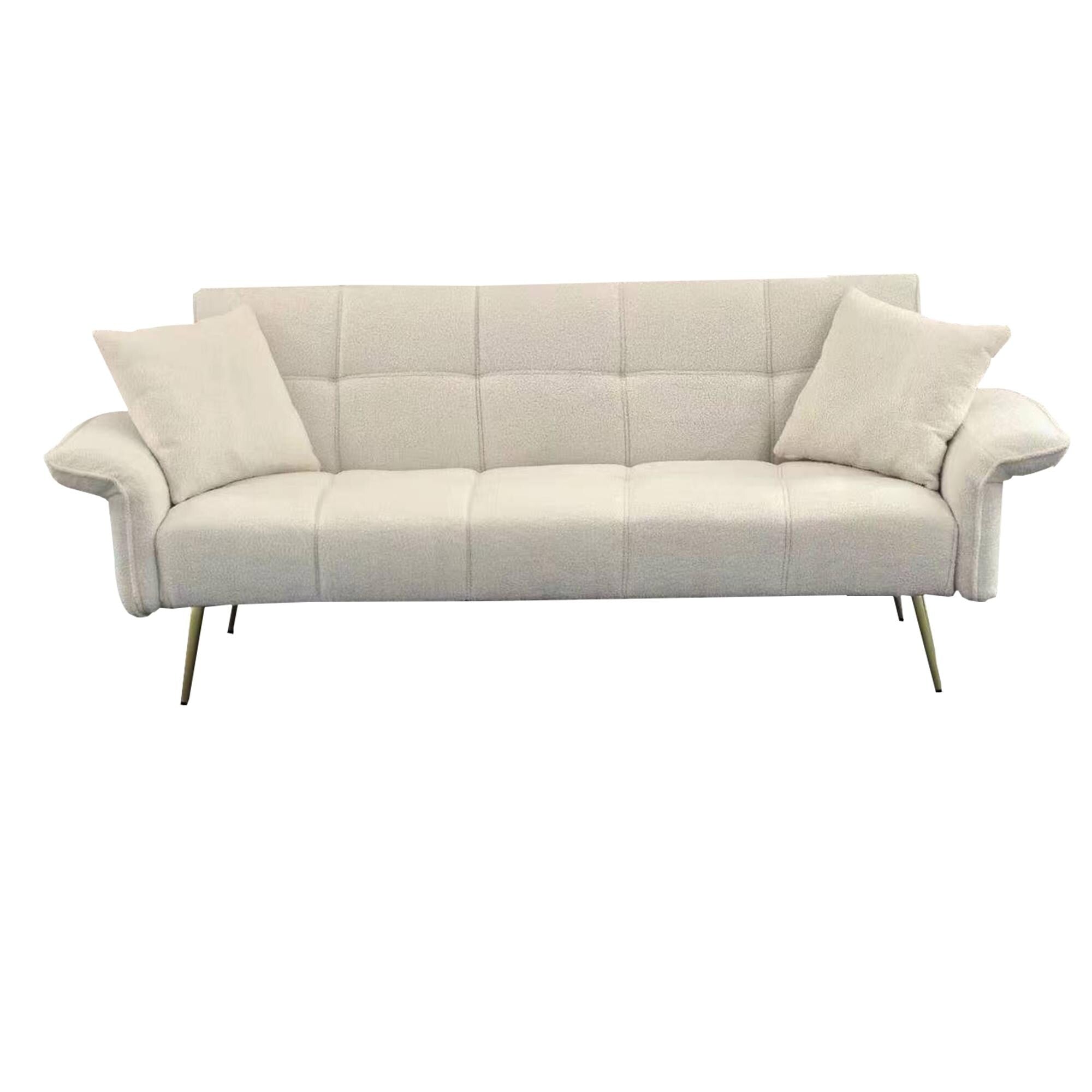 Canapé-lit futon convertible en polaire beige