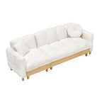 Canapé-lit 3 places rembourré beige Teddy Modern 84,64 avec oreillers, siège de rangement et tiroir