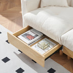 Canapé-lit 3 places rembourré beige Teddy Modern 84,64 avec oreillers, siège de rangement et tiroir