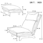 Fauteuil inclinable manuel sans accoudoirs rembourré beige avec pouf, appui-tête et dossier réglables, position à plat à 180°