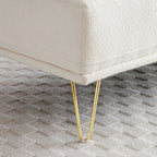 Banc causeuse rembourré beige avec pieds dorés