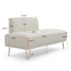 Banc causeuse rembourré beige avec pieds dorés