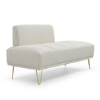 Banc causeuse rembourré beige avec pieds dorés