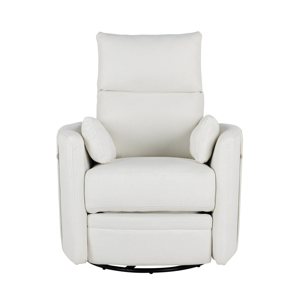 Fauteuil inclinable pivotant rembourré beige avec réglage manuel, rotation à 360° et deux coussins amovibles