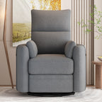 Fauteuil inclinable pivotant rembourré beige avec inclinaison manuelle, rotation à 360° et deux coussins amovibles