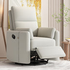 Fauteuil inclinable pivotant rembourré beige avec inclinaison manuelle, rotation à 360° et deux coussins amovibles