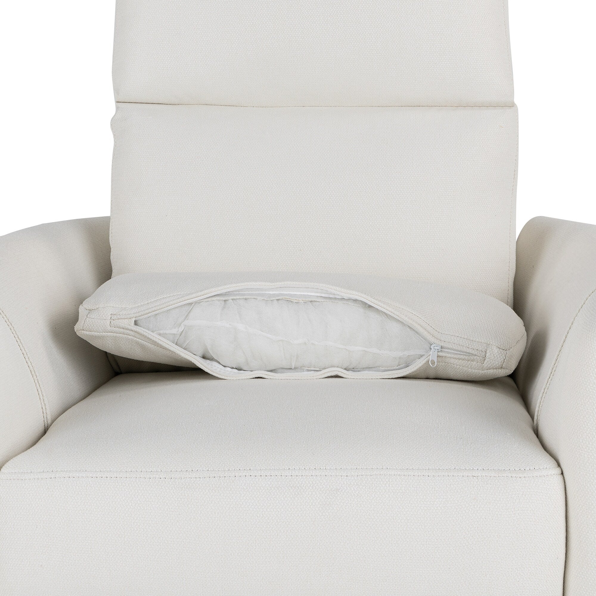 Fauteuil inclinable pivotant rembourré beige avec coussins amovibles