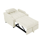 Canapé-lit simple convertible en velours beige 35,5 avec lit gigogne, poche de rangement et oreillers