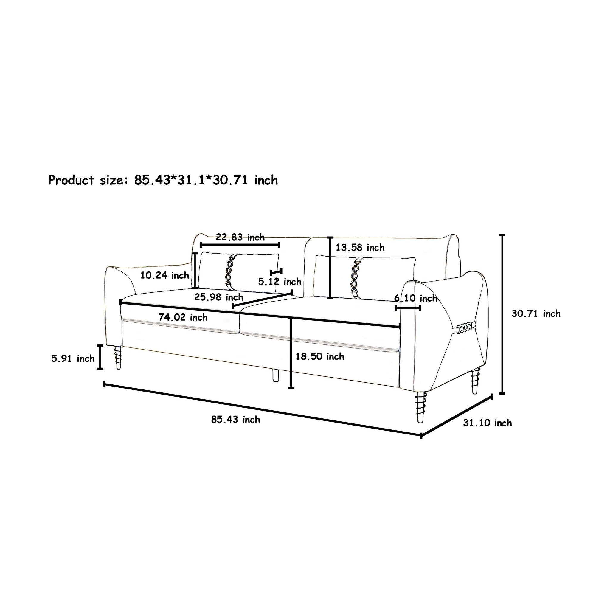 Canapé causeuse en velours beige avec pieds dorés