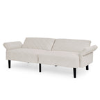 Canapé-lit futon convertible capitonné en velours beige