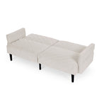Canapé-lit futon convertible capitonné en velours beige