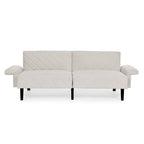 Canapé-lit futon convertible capitonné en velours beige
