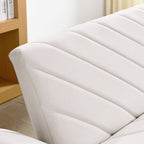 Canapé-lit futon convertible capitonné en velours beige