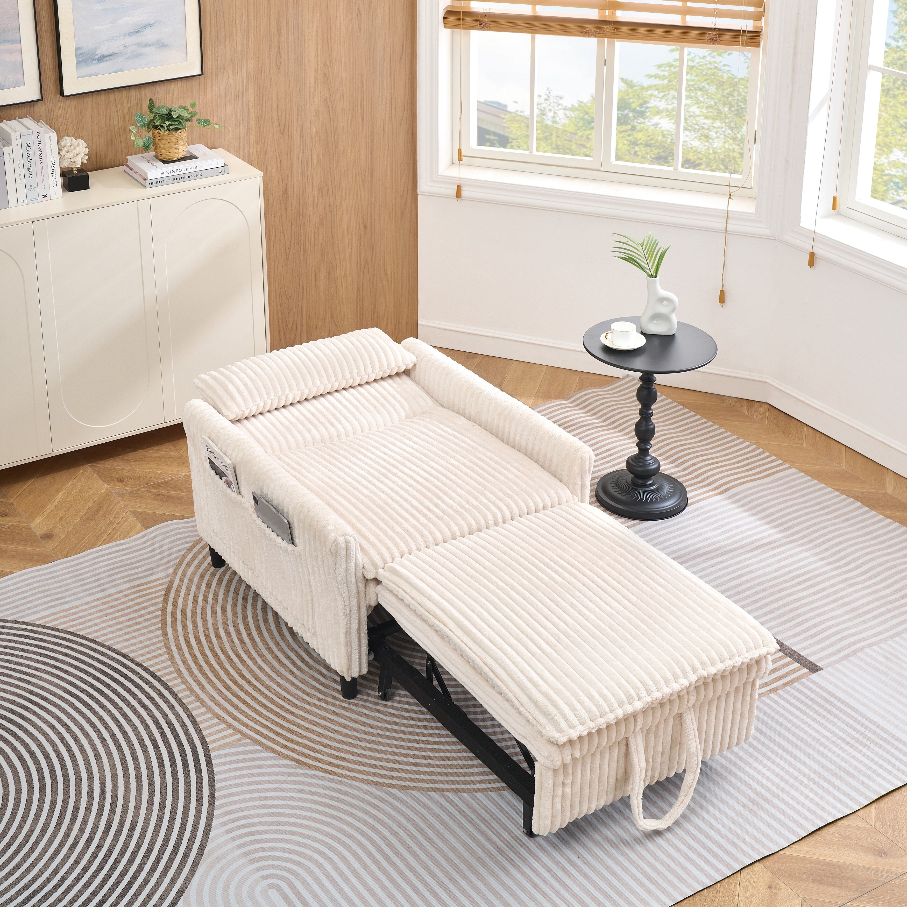 Chaise beige confortable pour petit appartement Chambre à coucher Balcon Petit canapé-lit Petit canapé paresseux Canapé avec oreiller