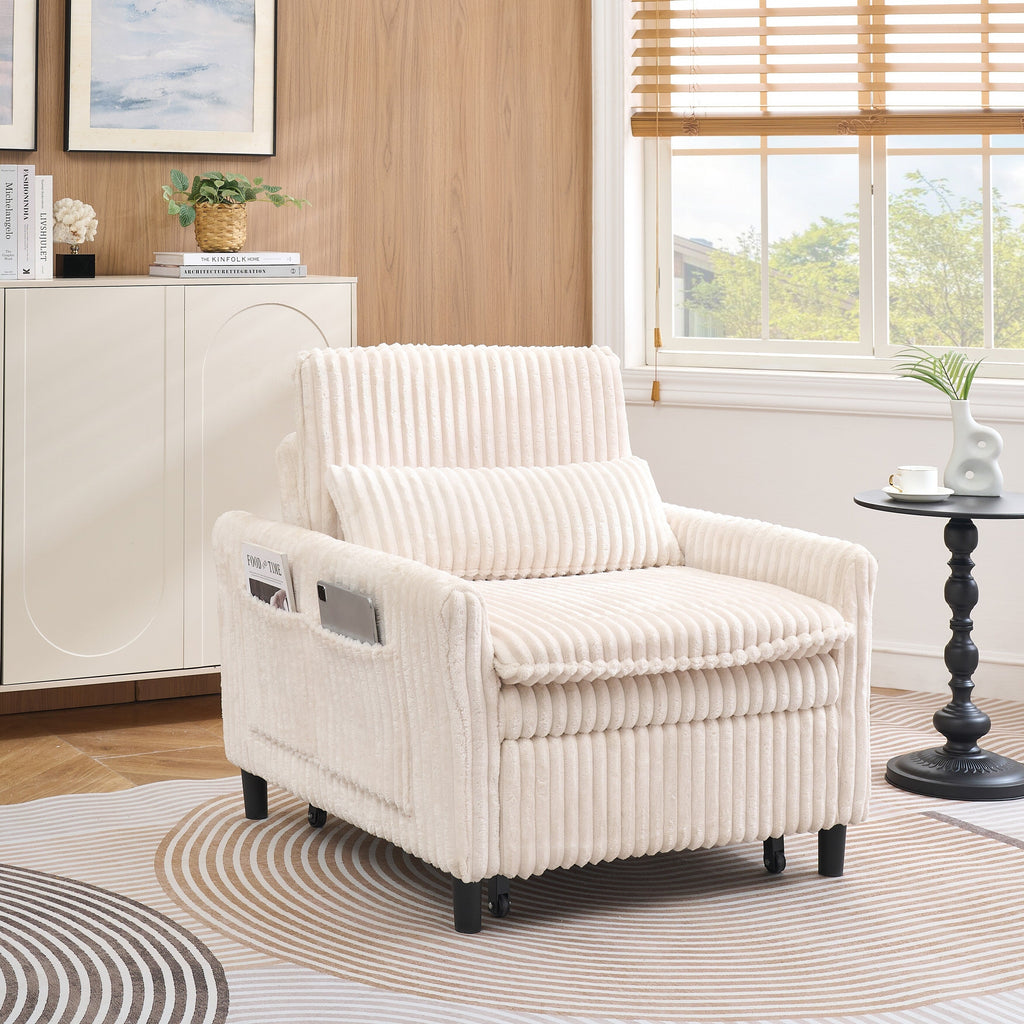 Chaise beige confortable pour petit appartement Chambre à coucher Balcon Petit canapé-lit Petit canapé paresseux Canapé avec oreiller