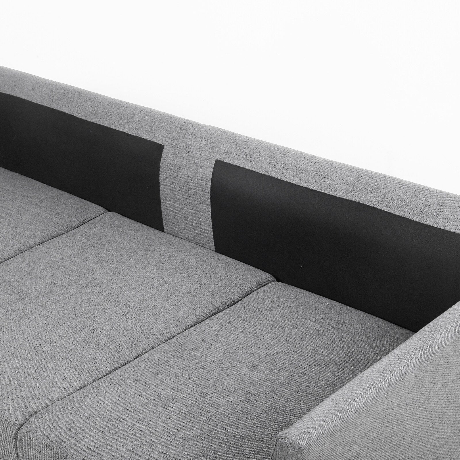 Canapé 3 places amovible en lin beige et gris avec structure en métal