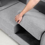 Canapé 3 places moderne en lin beige et gris, 65,55 $, avec structure en métal et coussins, pour le salon