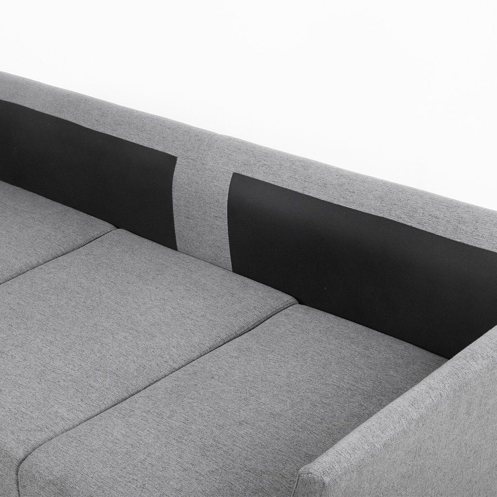 Canapé 3 places moderne en lin beige et gris, 65,55 $, avec structure en métal et coussins, pour le salon