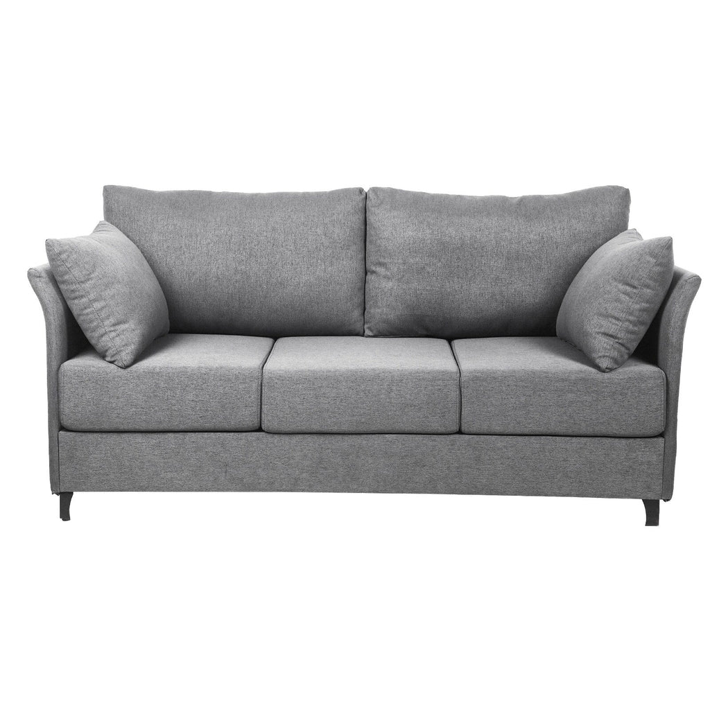 Canapé 3 places moderne en lin beige et gris, 65,55 $, avec structure en métal et coussins, pour le salon