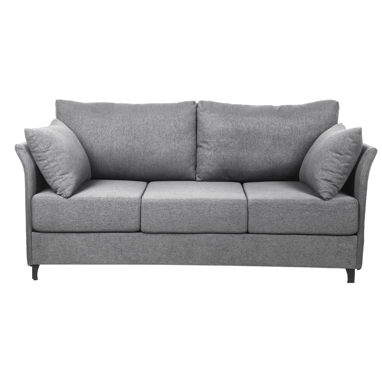 Canapé 3 places moderne en lin beige et gris, 65,55 $, avec structure en métal et coussins, pour le salon