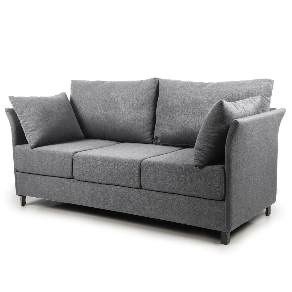 Canapé 3 places moderne en lin beige et gris, 65,55 $, avec structure en métal et coussins, pour le salon