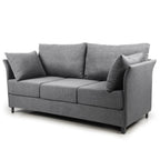 Canapé 3 places moderne en lin beige et gris, 65,55 $, avec structure en métal et coussins, pour le salon