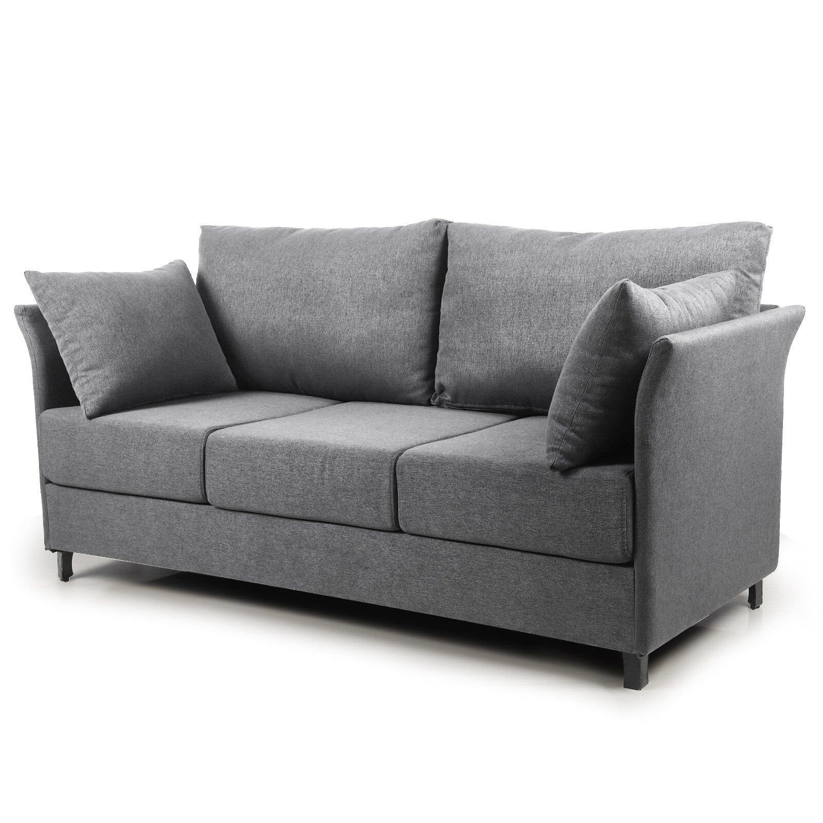 Canapé 3 places moderne en lin beige et gris, 65,55 $, avec structure en métal et coussins, pour le salon