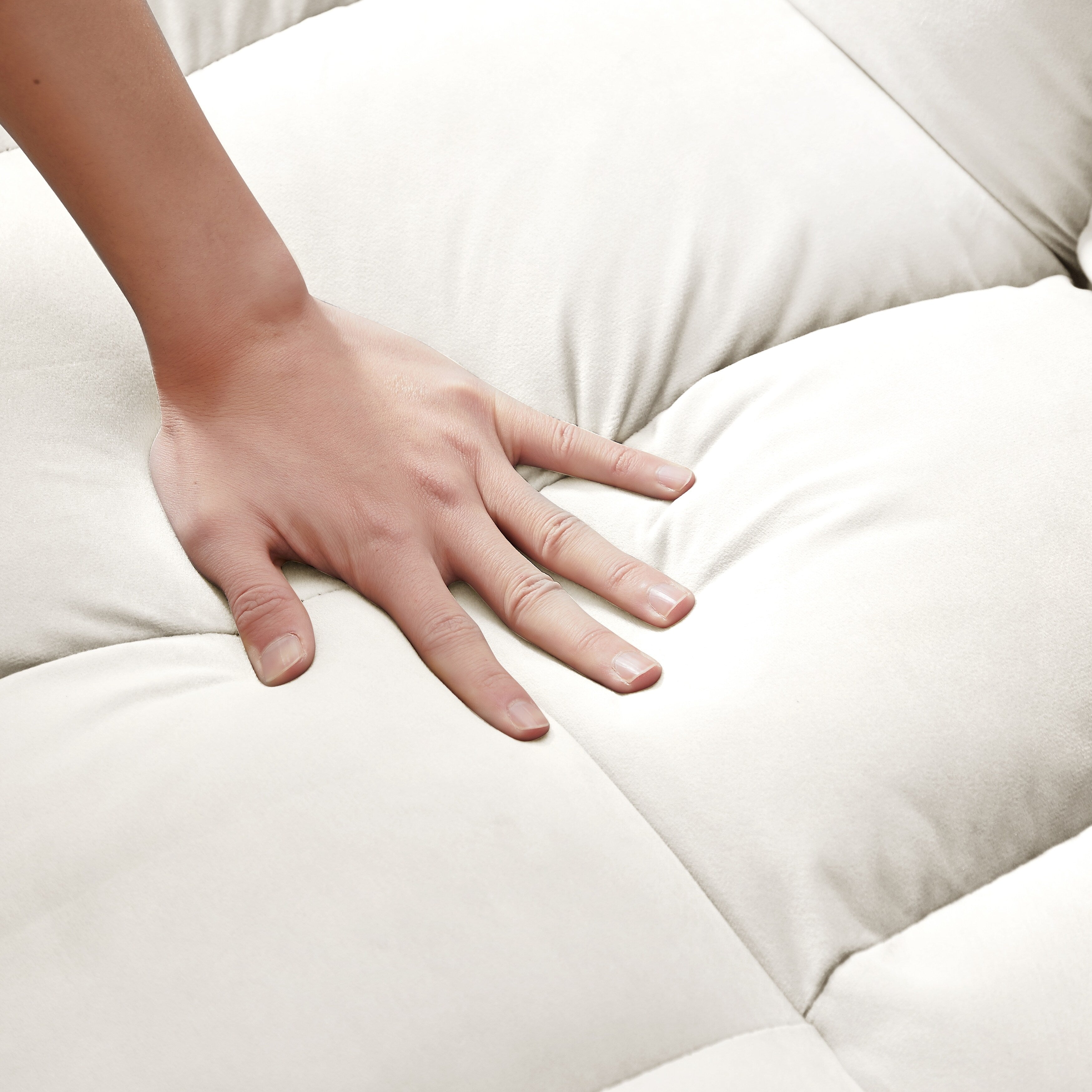 Canapé-lit convertible 3 en 1 beige et blanc moderne 55,1 cm avec dossier réglable et sac de rangement pour le salon