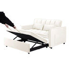 Canapé-lit convertible 3 en 1 beige et blanc moderne 55,1 cm avec dossier réglable et sac de rangement pour le salon