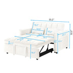 Canapé-lit convertible 3 en 1 beige et blanc moderne 55,1 cm avec dossier réglable et sac de rangement pour le salon