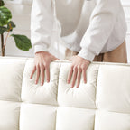 Canapé-lit convertible 3 en 1 beige et blanc moderne 55,1 cm avec dossier réglable et sac de rangement pour le salon