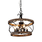 Lustre cage rustique en bois Bella Depot à 5 lumières, éclairage à intensité variable, suspension réglable de 15,7 pouces pour îlot de cuisine