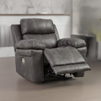 Fauteuil inclinable électrique double Ben, appui-tête réglable, similicuir gris