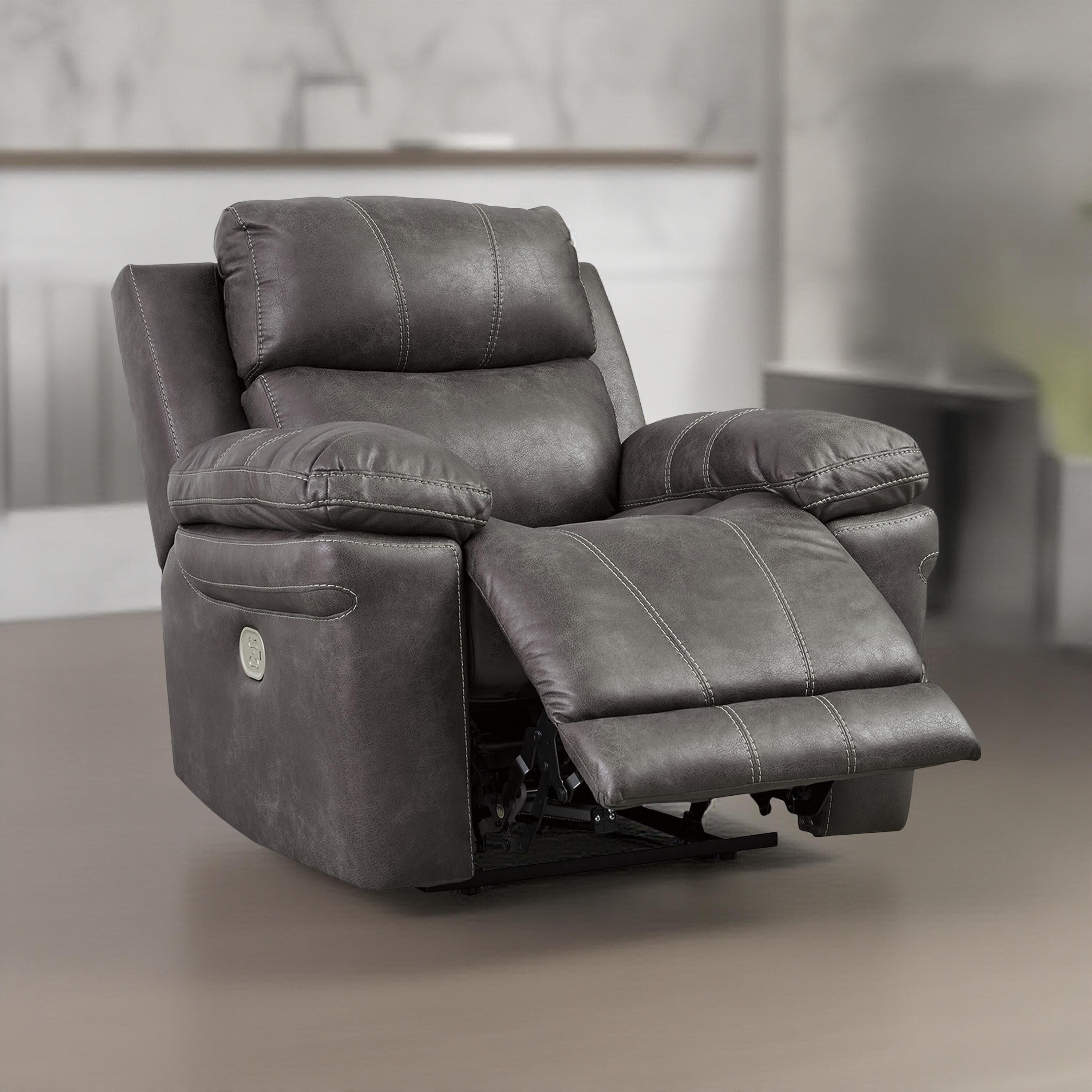 Fauteuil inclinable électrique double Ben, appui-tête réglable, similicuir gris