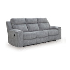 Canapé inclinable manuel Benson, polyester gris, structure en métal, 87 pouces