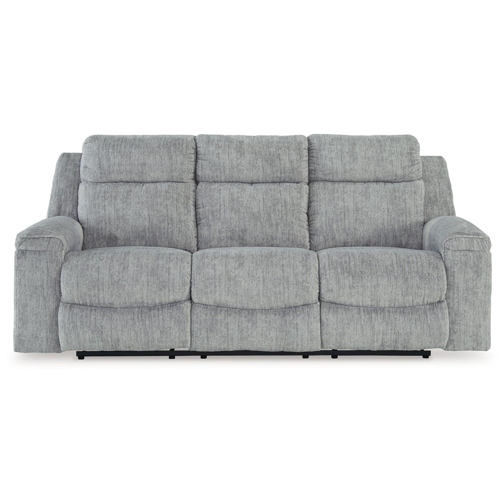 Canapé inclinable manuel Benson, polyester gris, structure en métal, 87 pouces