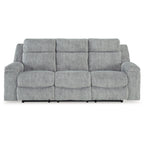 Canapé inclinable manuel Benson, polyester gris, structure en métal, 87 pouces
